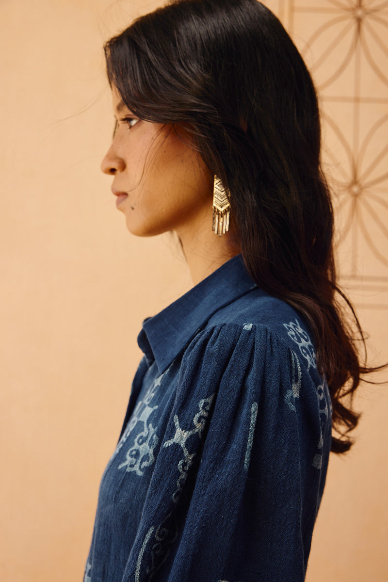 Everyday Heirloom Handspun Handwoven Organic Cotton Maxi Dress organic cotton dress by SUI in indigo for women Worldwide