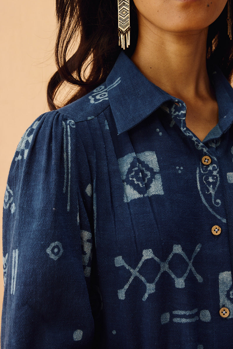 Everyday Heirloom Handspun Handwoven Organic Cotton Maxi Dress organic cotton dress by SUI in indigo for women Worldwide