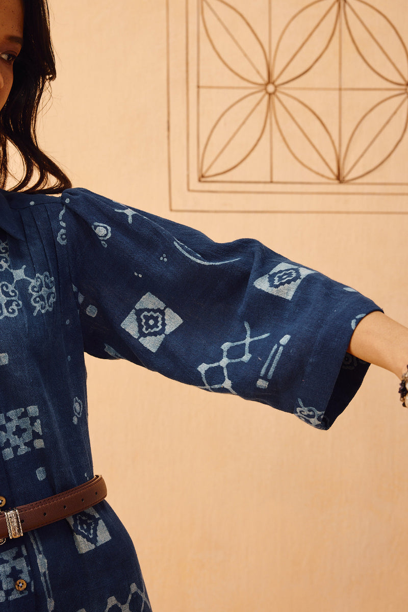 Everyday Heirloom Handspun Handwoven Organic Cotton Maxi Dress organic cotton dress by SUI in indigo for women Worldwide