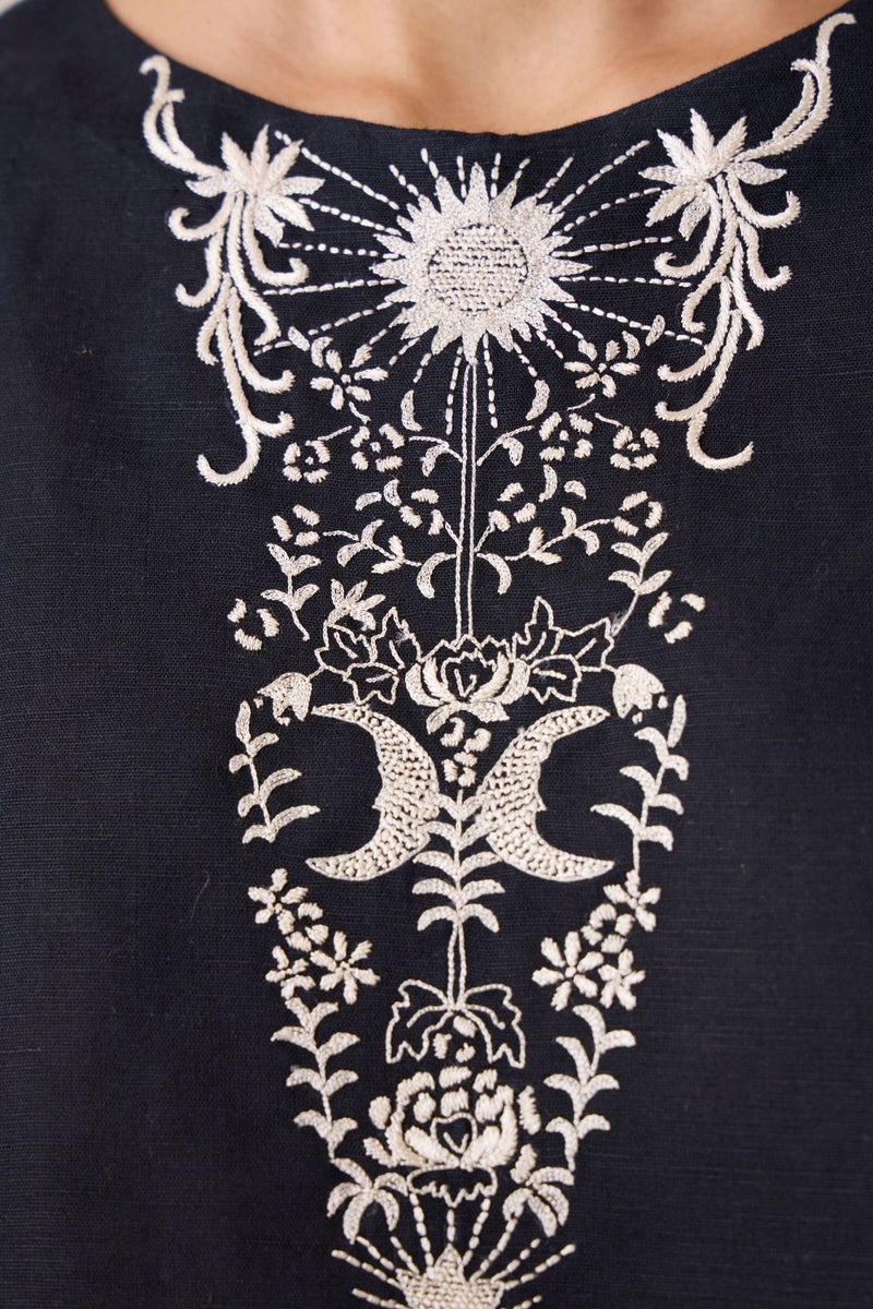 Evora Black Embroidered Top cotton by The Summer House in black color for women Worldwide
