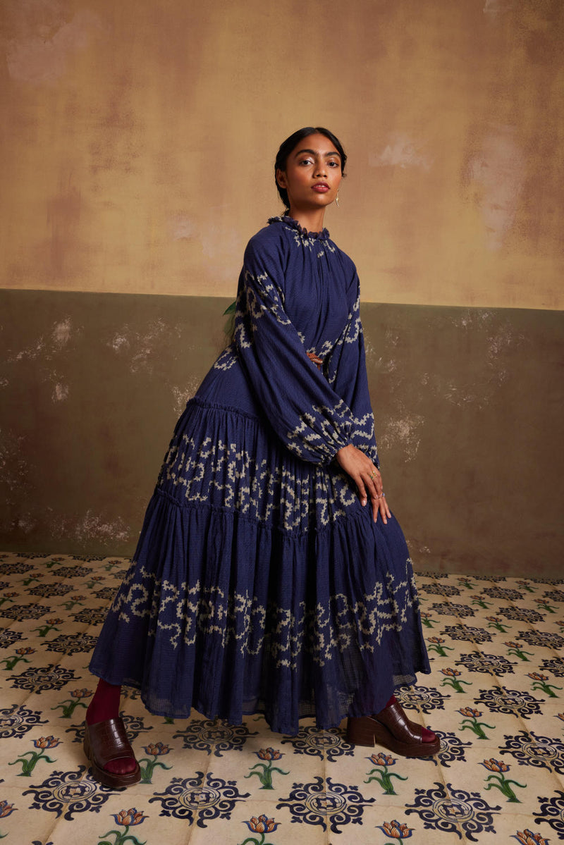 Ezra Dress-Indigo Spiral cotton by CORD for women Worldwide