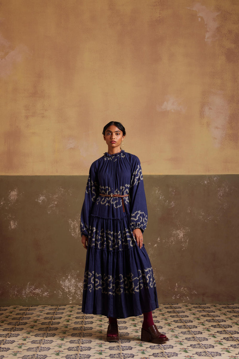 Ezra Dress-Indigo Spiral cotton by CORD for women Worldwide