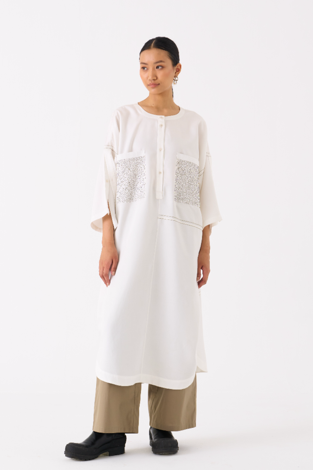 PATCH POCKET TUNIC CO-ORD
(SET OF 2)-IVORY & SAGE