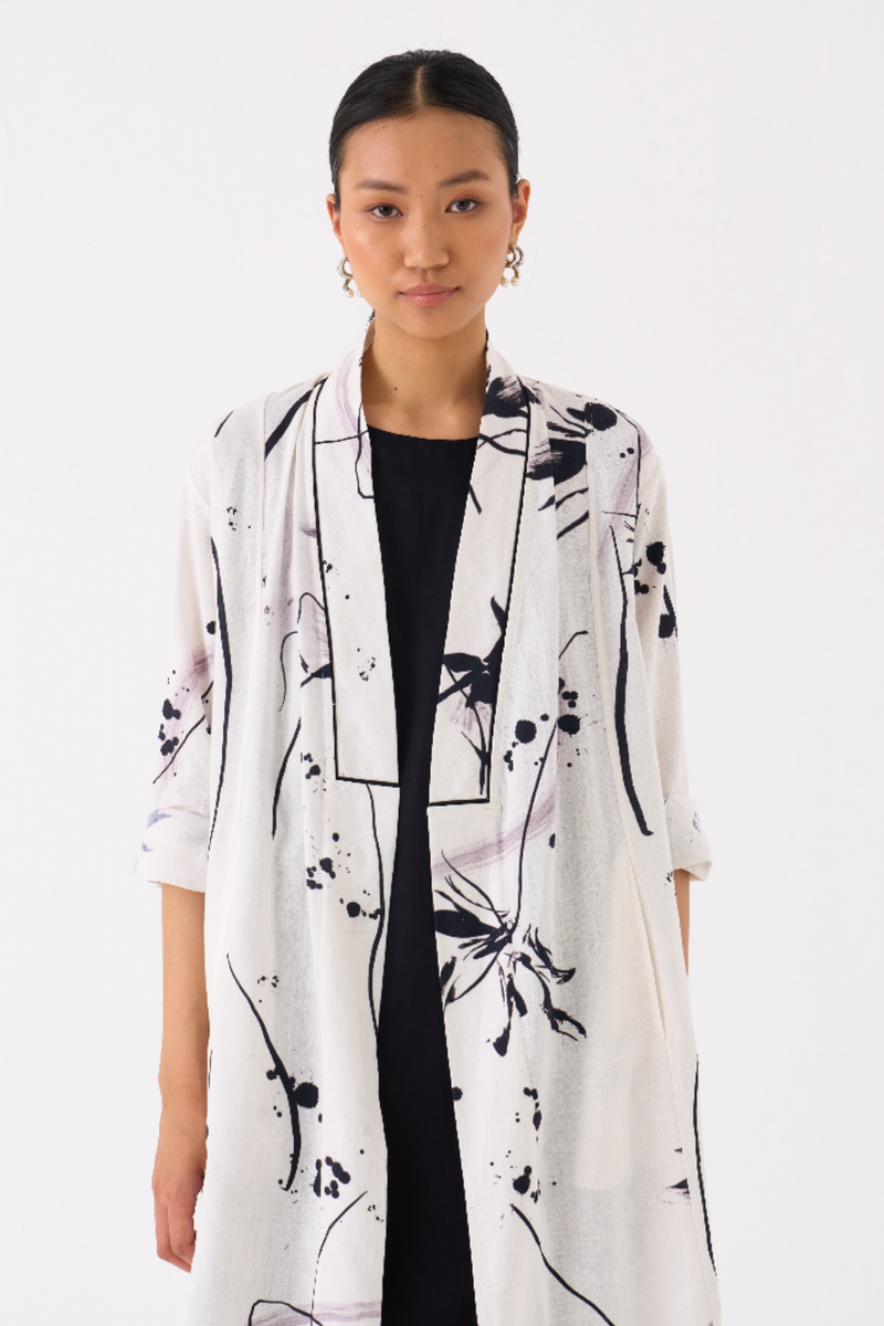 WRAP COLLAR OVERLAY-BLACK FLORAL by THREE in black color for women Worldwide