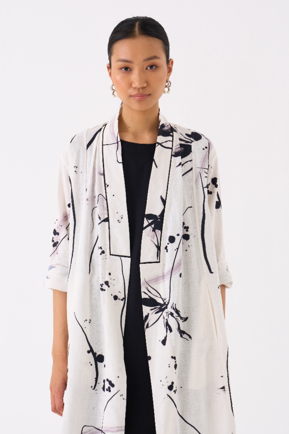 WRAP COLLAR OVERLAY-BLACK FLORAL