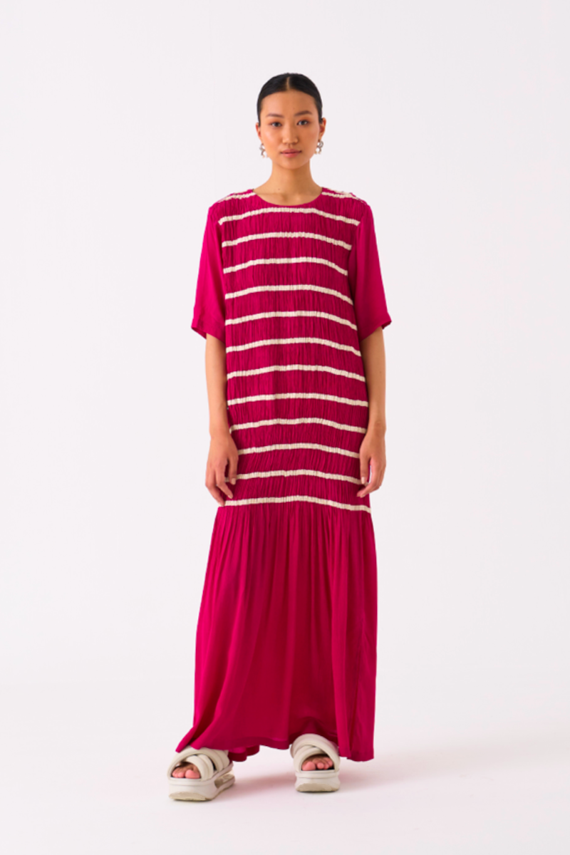 SHIRRING DRESS-FUSCHIA by THREE for women Worldwide