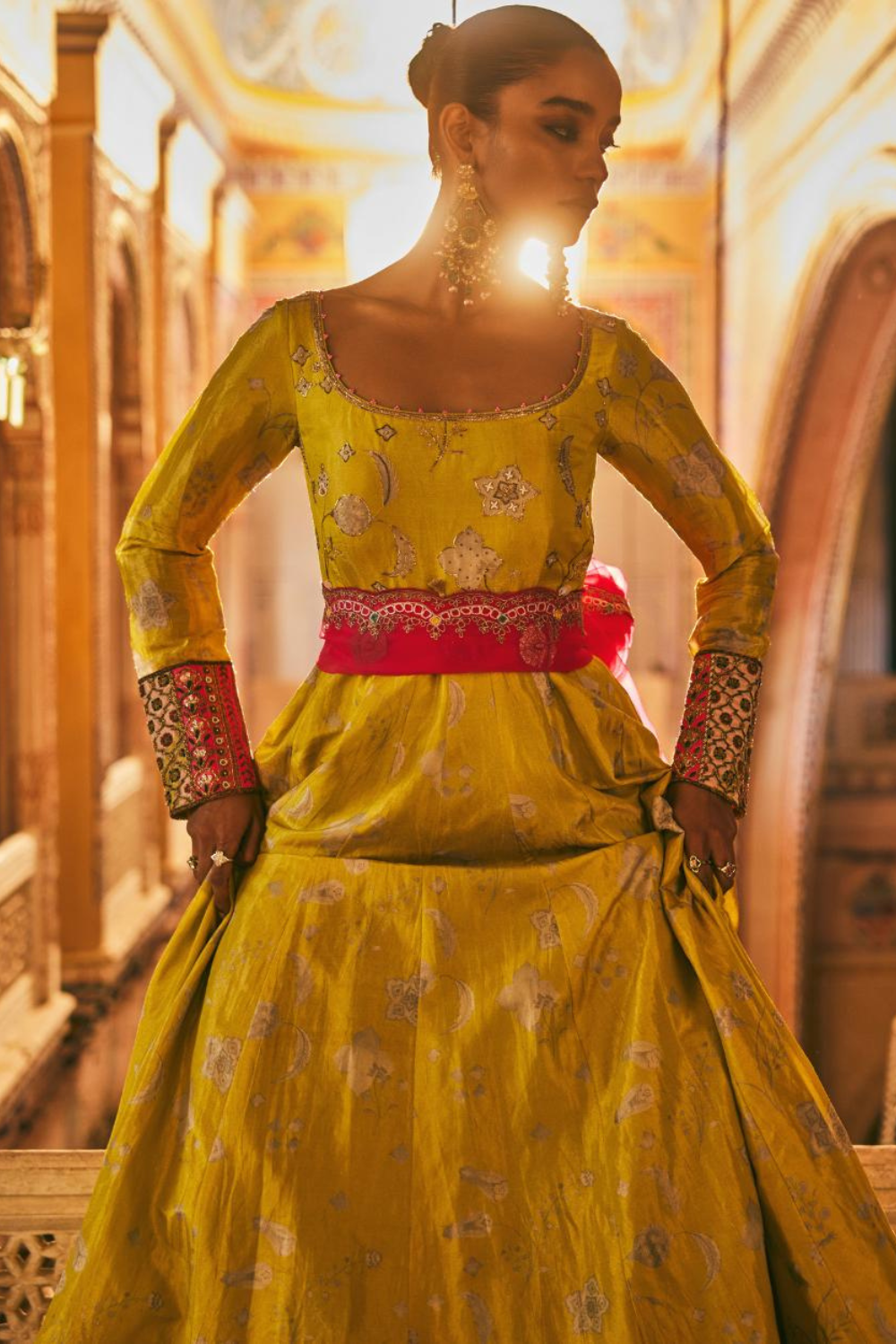 Khel Yellow Printed Tissue Anarkali