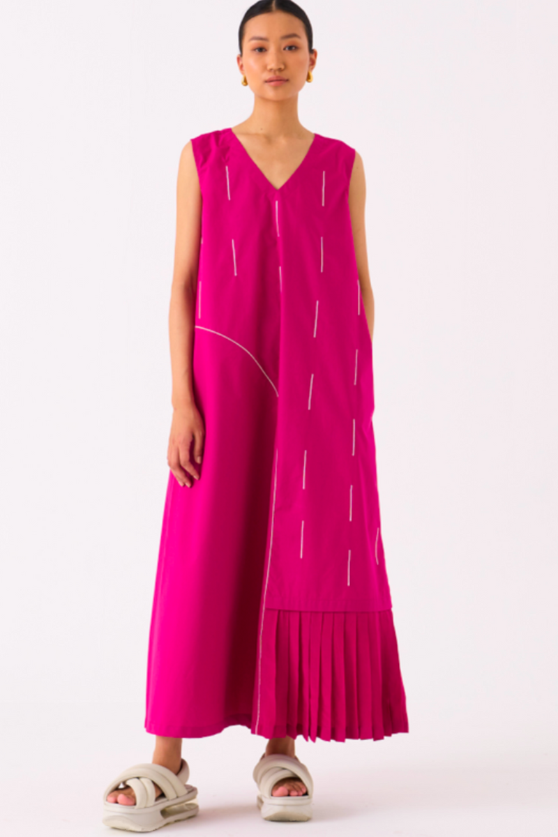 RAINDROP DRESS-FUSCHIA poplin by THREE for women Worldwide