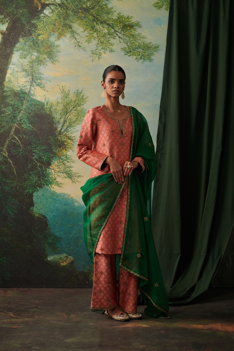 FALAK DUPATTA silk by Rashika Mittal in green color for women Worldwide