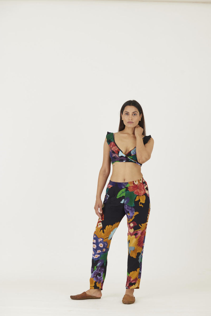 FARAH BLACK BRALETTE & PANTS SET Co-ord Set by Yam in black color for women Worldwide