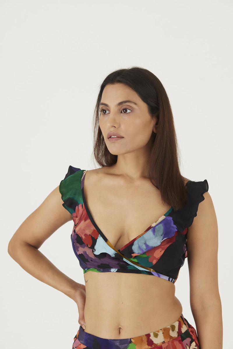 FARAH BLACK BRALETTE & PANTS SET Co-ord Set by Yam in black color for women Worldwide