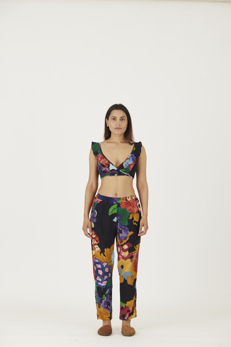 FARAH BLACK BRALETTE & PANTS SET Co-ord Set by Yam in black color for women Worldwide