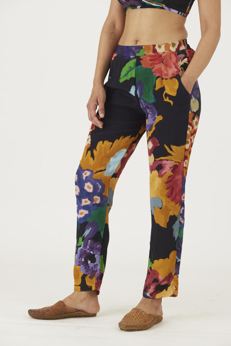 FARAH BLACK BRALETTE & PANTS SET Co-ord Set by Yam in black color for women Worldwide