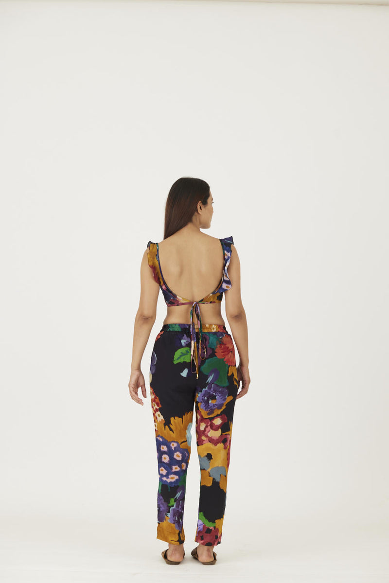 FARAH BLACK BRALETTE & PANTS SET Co-ord Set by Yam in black color for women Worldwide