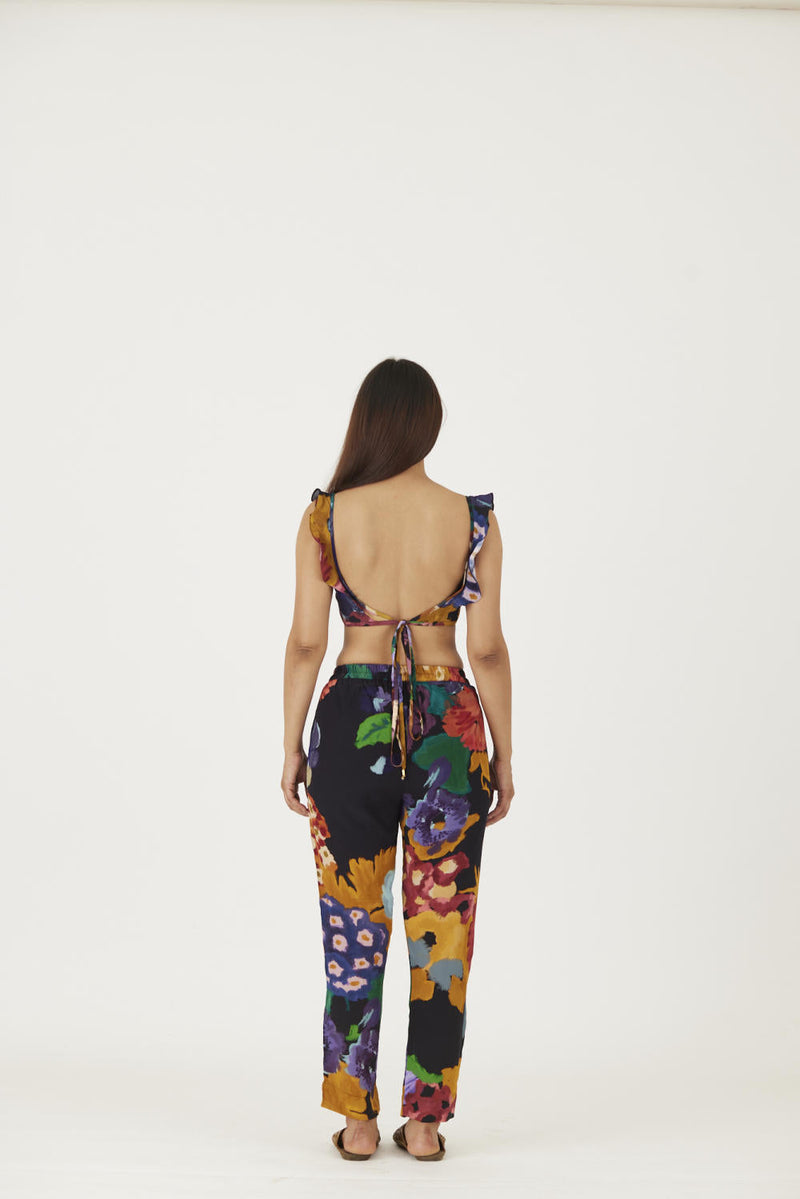 FARAH BLACK BRALETTE & PANTS SET Co-ord Set by Yam in black color for women Worldwide