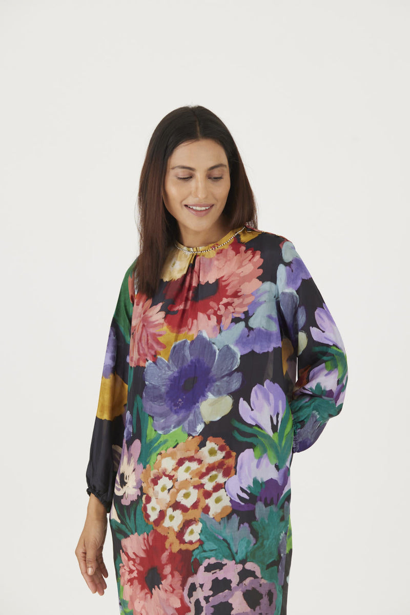 FARAH BLACK KURTA SET Kurta Sets by Yam in black color for women Worldwide