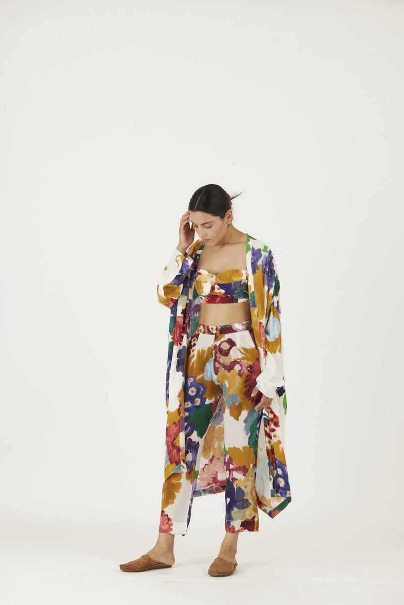 FARAH WHITE 3 pcs SET mul Co-ord Set by Yam in multi color for women Worldwide