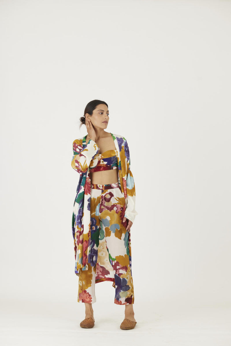 FARAH WHITE 3 pcs SET mul Co-ord Set by Yam in multi color for women Worldwide