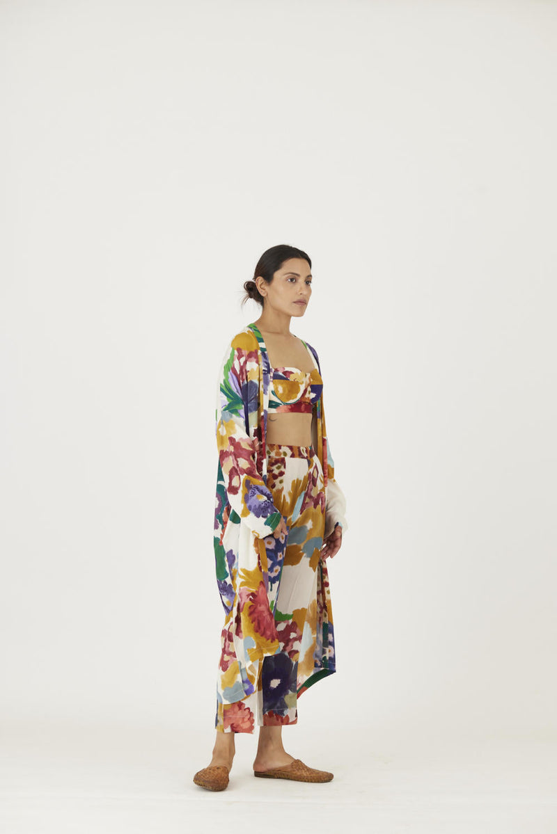 FARAH WHITE 3 pcs SET mul Co-ord Set by Yam in multi color for women Worldwide