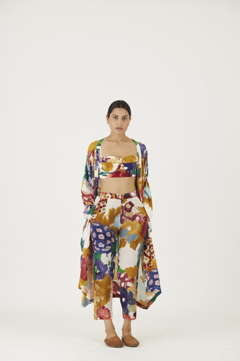 FARAH WHITE 3 pcs SET mul Co-ord Set by Yam in multi color for women Worldwide