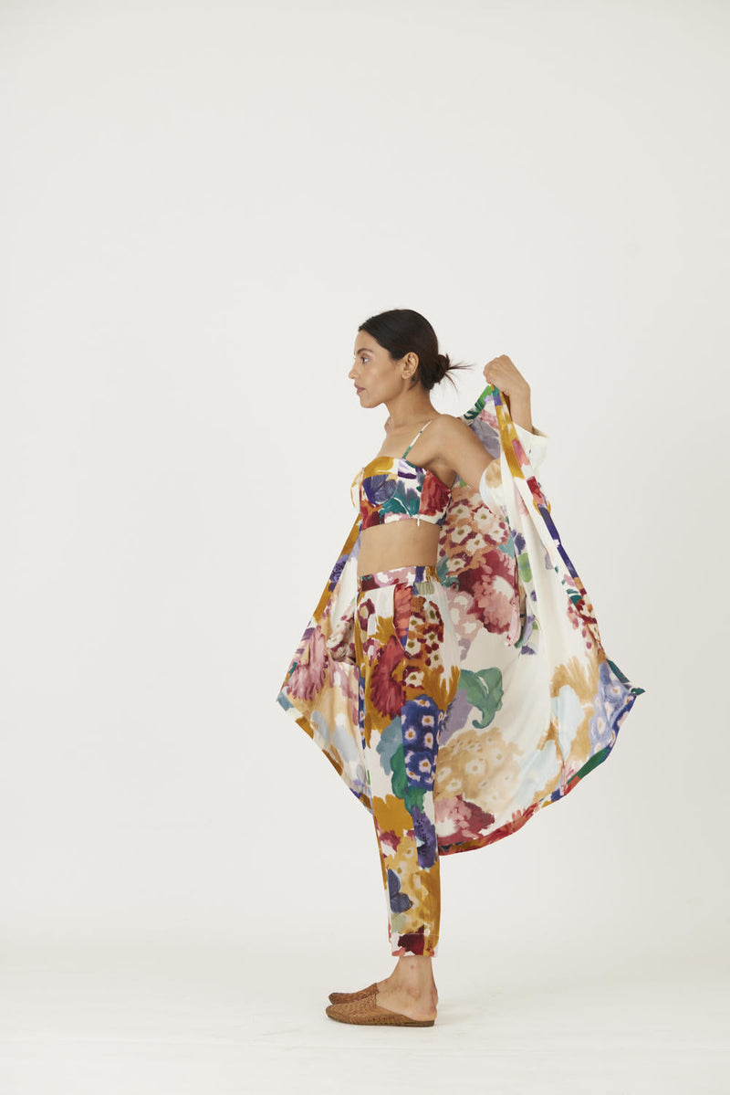 FARAH WHITE 3 pcs SET mul Co-ord Set by Yam in multi color for women Worldwide