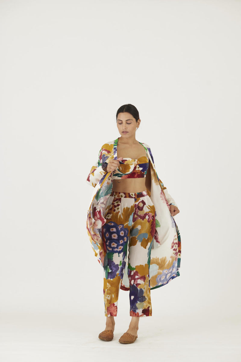 FARAH WHITE 3 pcs SET mul Co-ord Set by Yam in multi color for women Worldwide
