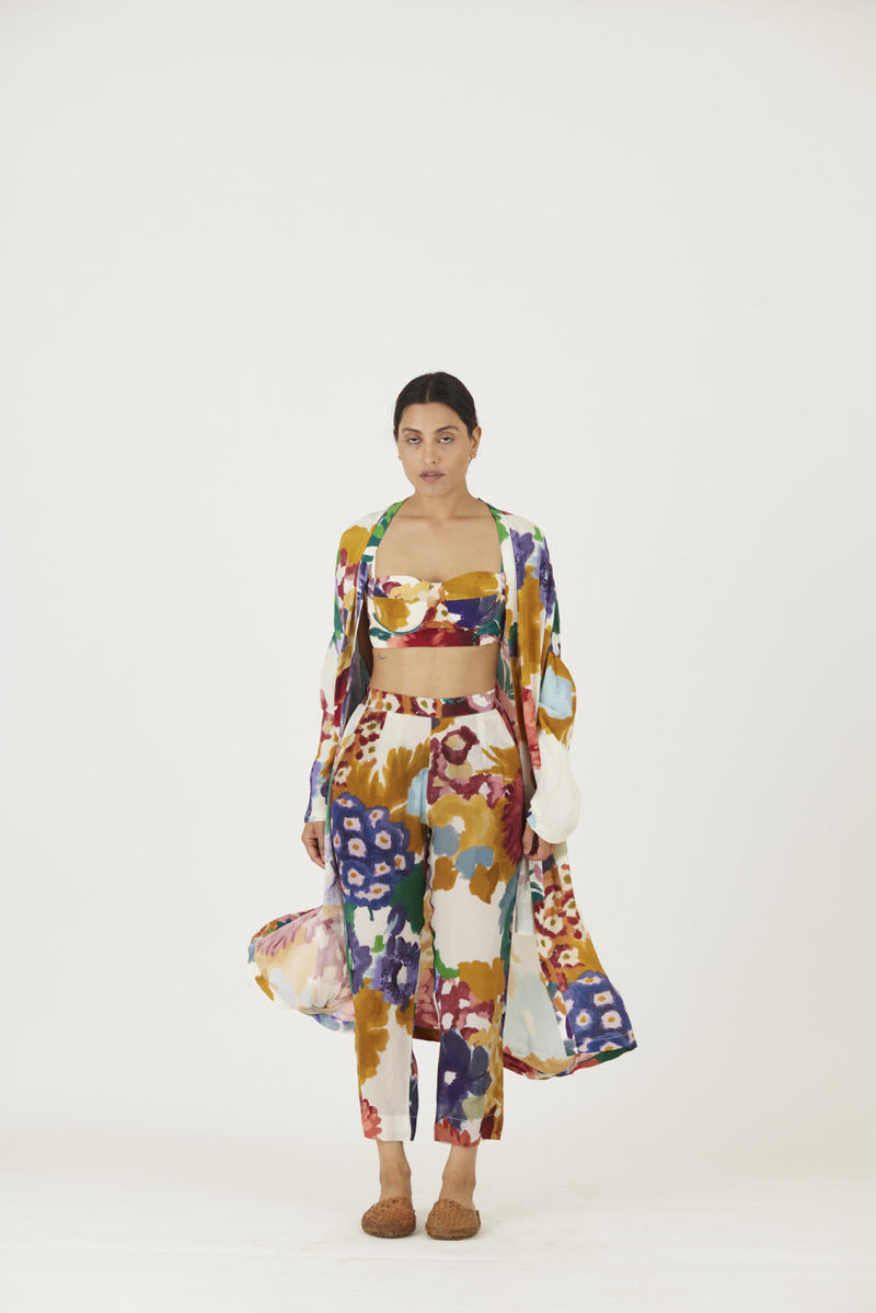 FARAH WHITE 3 pcs SET mul Co-ord Set by Yam in multi color for women Worldwide