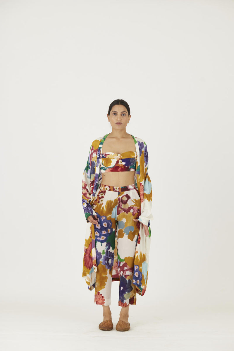 FARAH WHITE 3 pcs SET mul Co-ord Set by Yam in multi color for women Worldwide