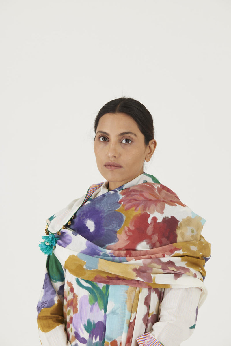 FARAH WHITE DUPATTA mul Dupattas by Yam in multi color for women Worldwide