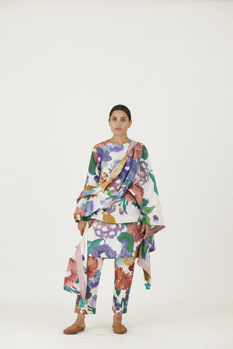 FARAH WHITE DUPATTA mul Dupattas by Yam in multi color for women Worldwide