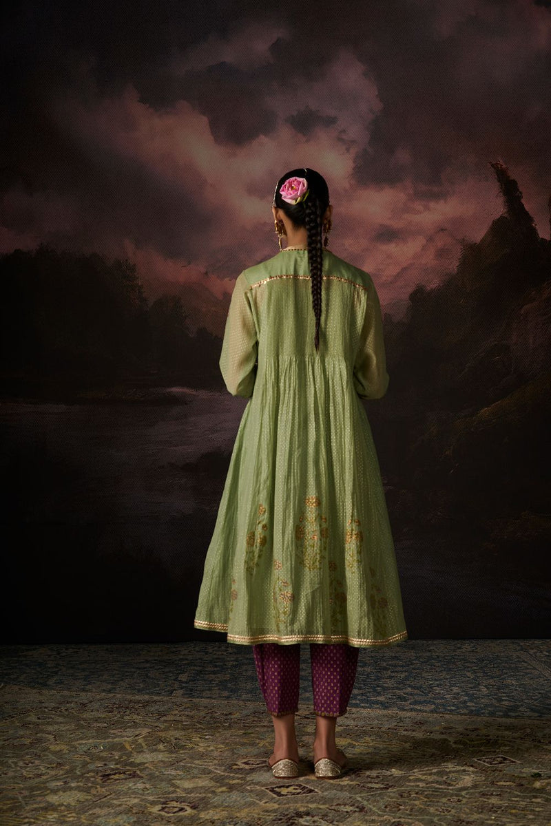 FARIHA KURTA chanderi by SWATTI KAPOOR in green color for women Worldwide
