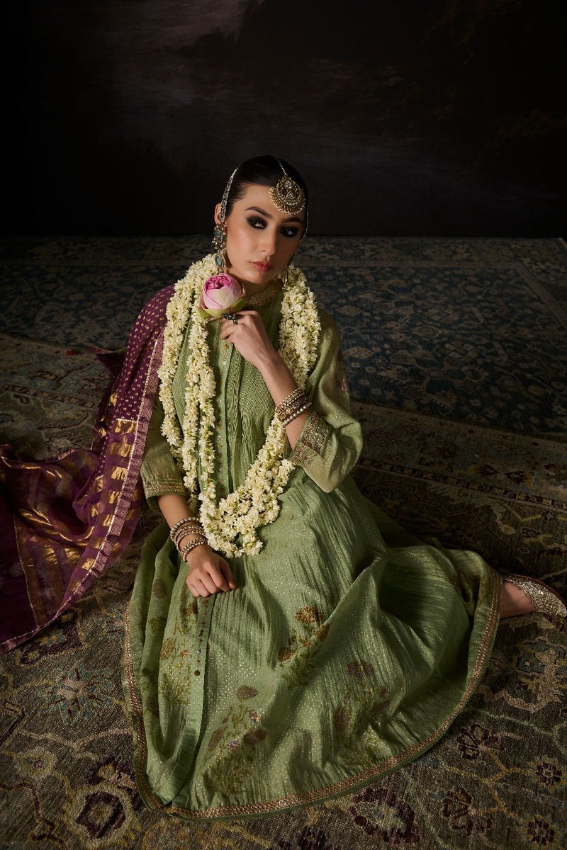 FARIHA KURTA chanderi by SWATTI KAPOOR in green color for women Worldwide