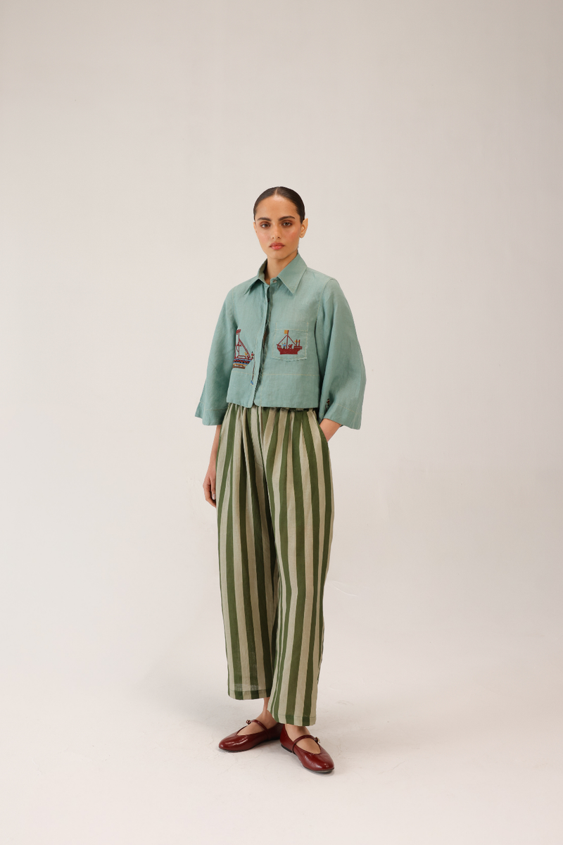 FERN TOP - SAILOR PALE BLUE all linen by CORD for women Worldwide