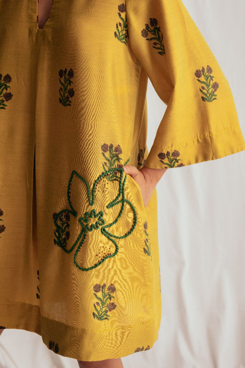 Nimbu Silk Shift Dress silk by JodiLife for women Worldwide