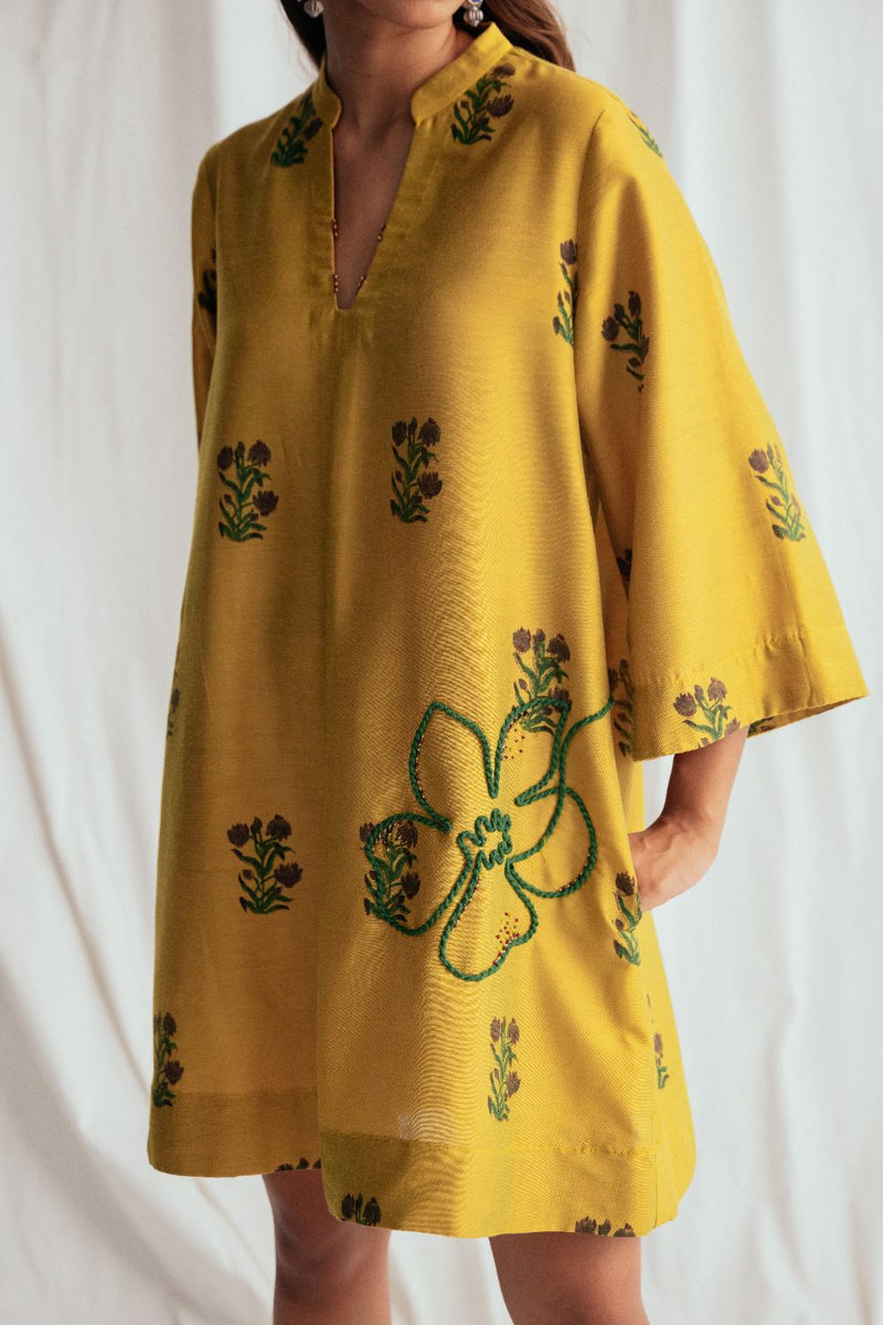 Nimbu Silk Shift Dress silk by JodiLife for women Worldwide
