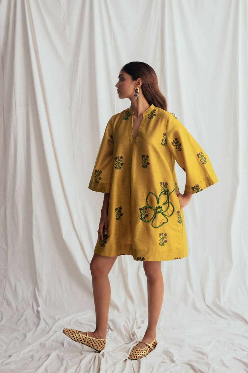 Nimbu Silk Shift Dress silk by JodiLife for women Worldwide