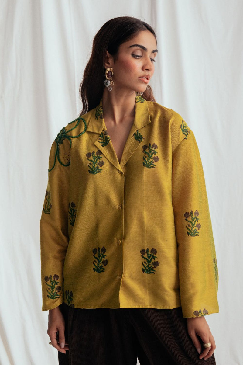 Nimbu Silk Shirt silk by JodiLife for women Worldwide