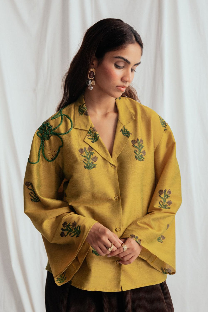 Nimbu Silk Shirt silk by JodiLife for women Worldwide