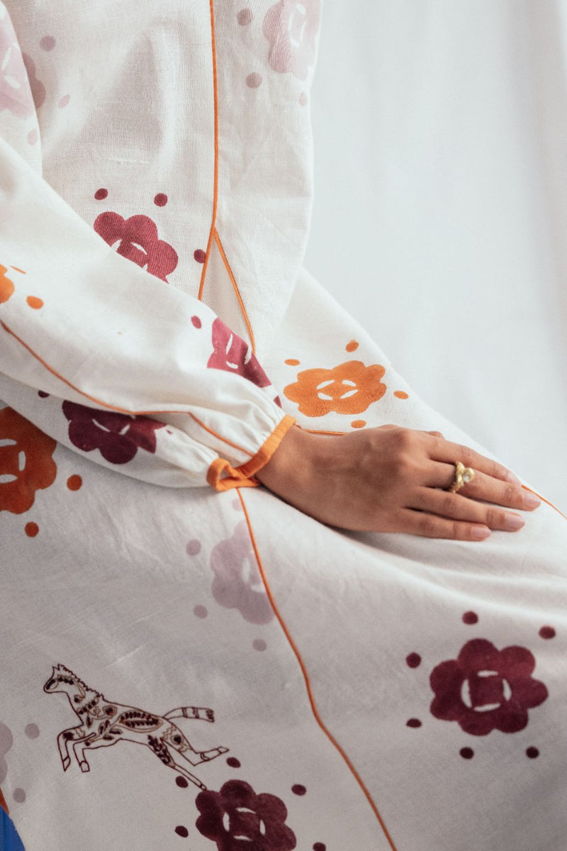 Thandai Peasent Dress cotton by JodiLife for women Worldwide
