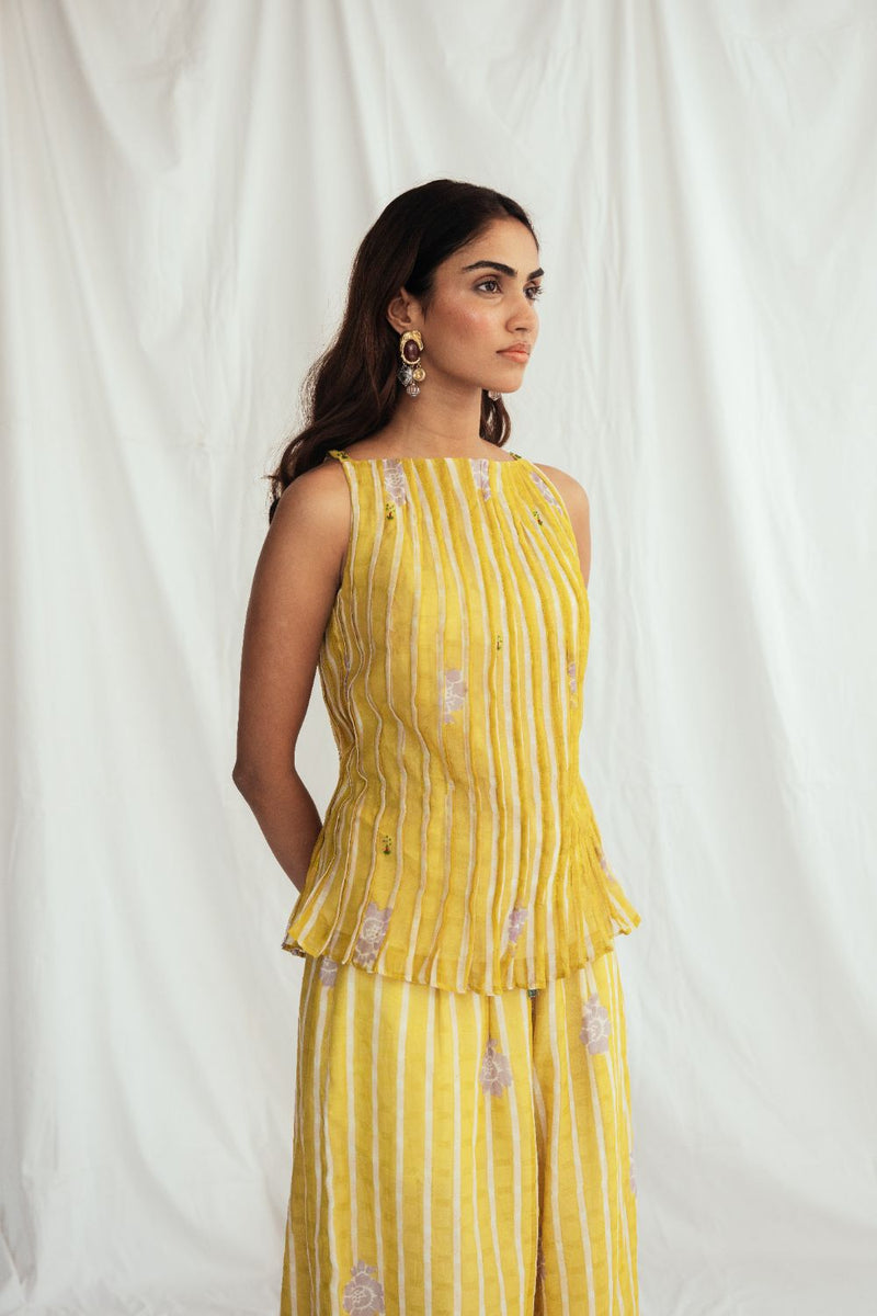 Dhoop Pleated Top chanderi by JodiLife for women Worldwide