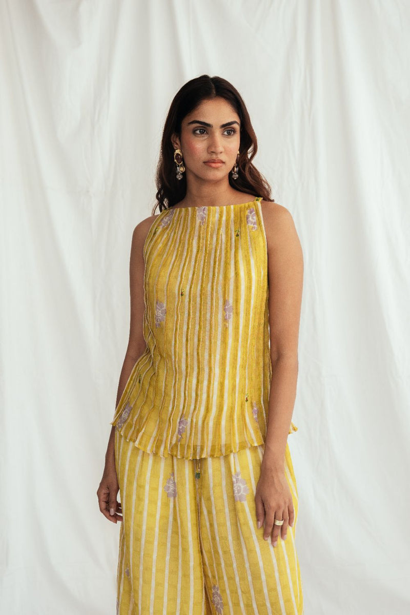 Dhoop Pleated Top chanderi by JodiLife for women Worldwide
