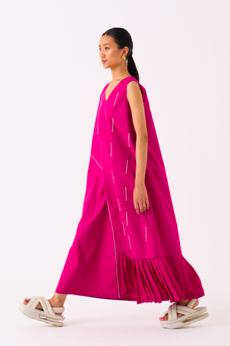 RAINDROP DRESS-FUSCHIA poplin by THREE for women Worldwide