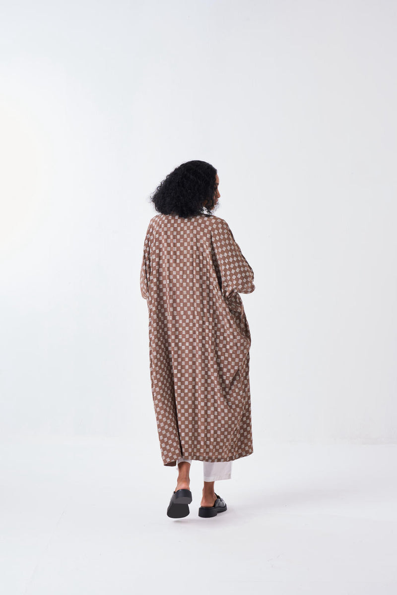 ALL OVER BRICK PRINT KAFTAAN-BRICK PRINT - CEDAR by THREE for women Worldwide