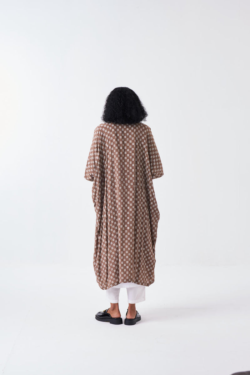 ALL OVER BRICK PRINT KAFTAAN-BRICK PRINT - CEDAR by THREE for women Worldwide