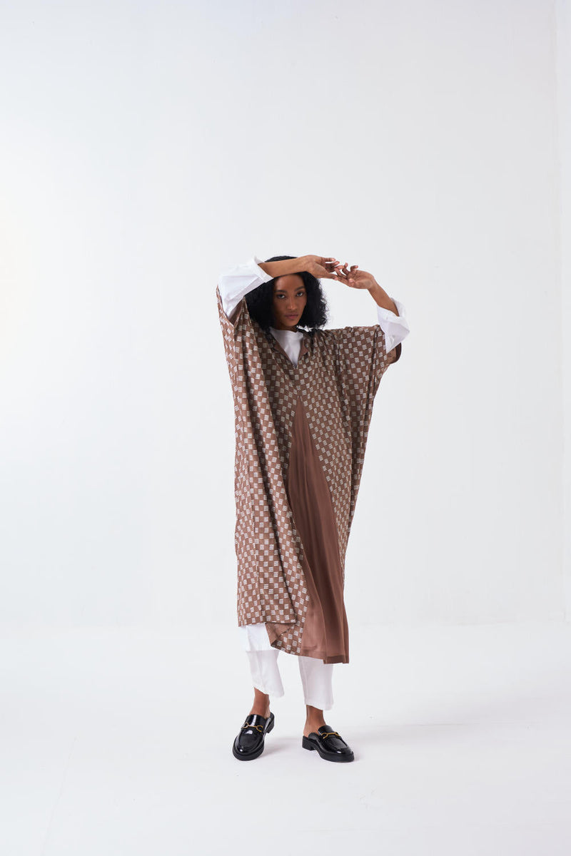 ALL OVER BRICK PRINT KAFTAAN-BRICK PRINT - CEDAR by THREE for women Worldwide