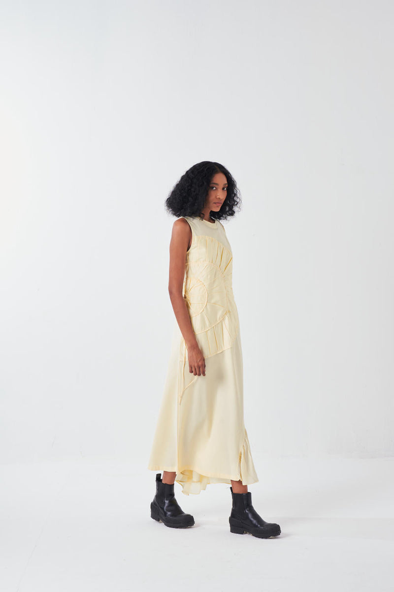 MULTI-DRAWSTRING DRESS-BUTTER poplin by THREE for women Worldwide