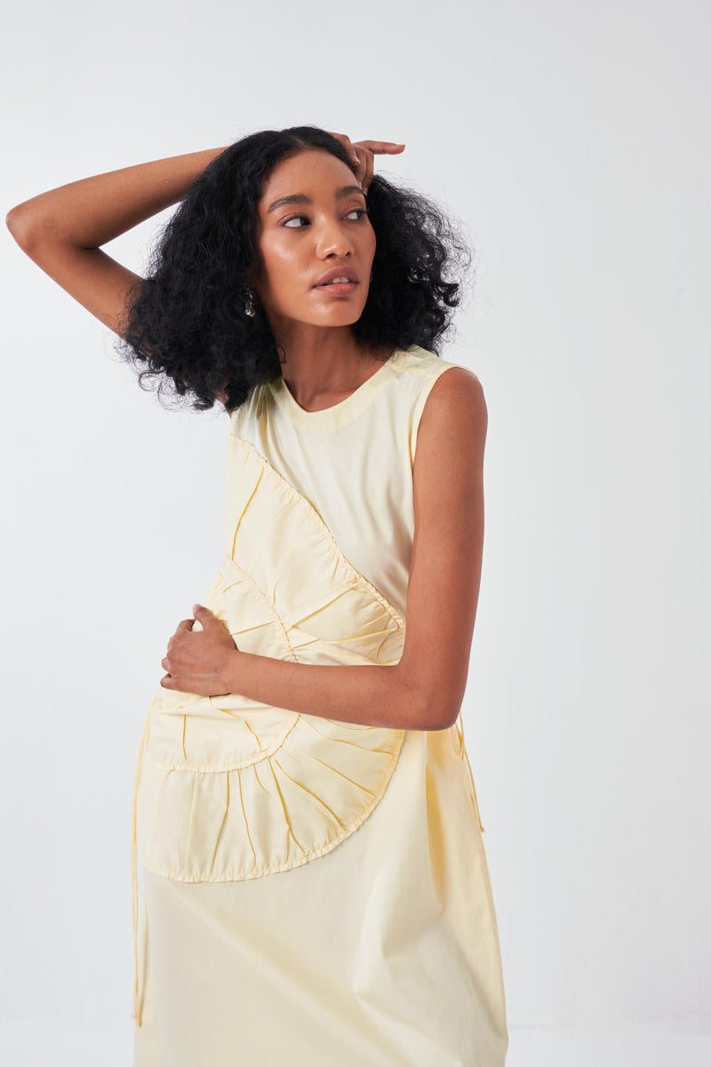 MULTI-DRAWSTRING DRESS-BUTTER poplin by THREE for women Worldwide
