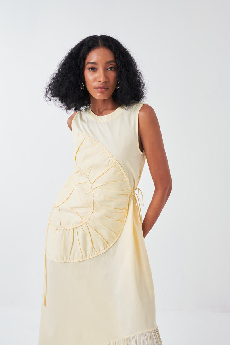 MULTI-DRAWSTRING DRESS-BUTTER poplin by THREE for women Worldwide