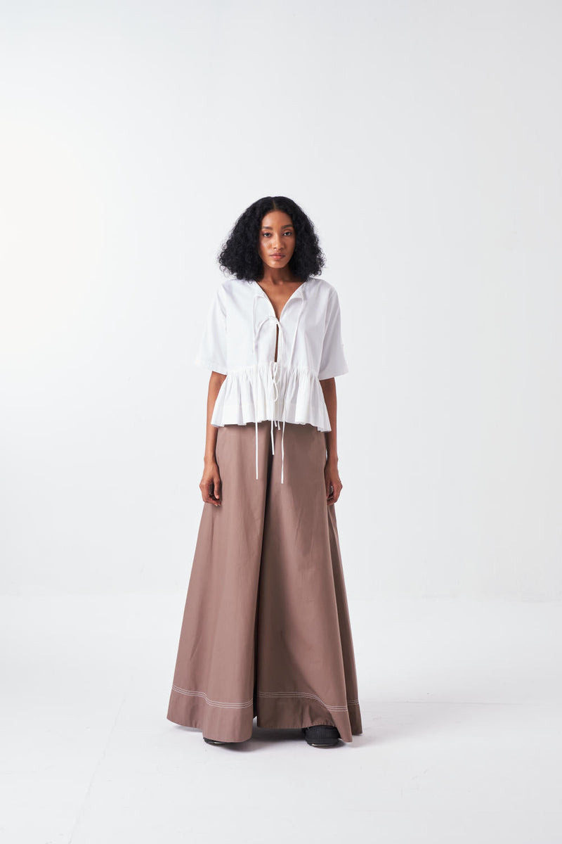 FRONT TIE TOP-WHITE poplin by THREE for women Worldwide