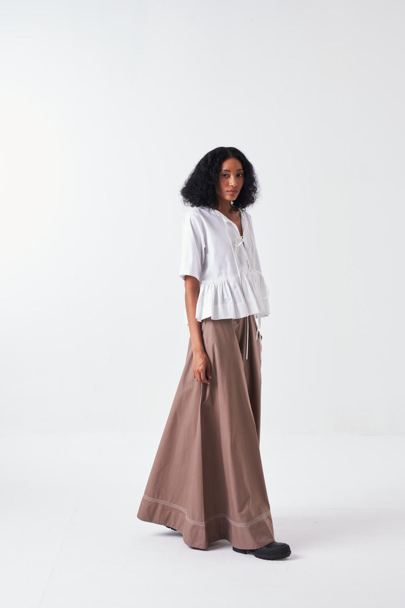 FRONT TIE TOP-WHITE poplin by THREE for women Worldwide